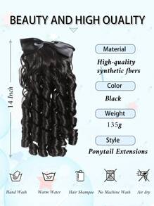 Perücken Pferdeschwanz Retro Prinzessin lockiger Pferdeschwanz mit Schleife Haaraccessoires Perücke Haarverlängerungen synthetische Haarverlängerungen Pferdeschwanz geeignet für Frauen