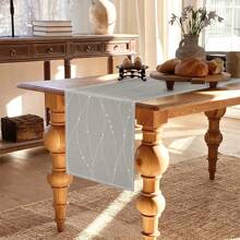 灰色条纹桌旗，经典灰色条纹现代艺术桌布，适用于餐桌、梳妆台、桌旗、农舍、派对、节日、家居装饰，可选尺寸：33x90cm、33x120cm、33x183cm、33x230cm、33x275cm - 灰色 - 查看 3