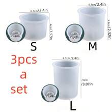 3pcs Silicone Mold Set: Cylinder Aesthetic Candle Making Stands, Vase, Planter, Candle Container, Potted Plant, Mug, Jasmine Stone Cup, Concrete With Lid