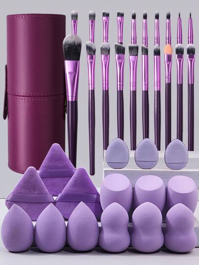 专业化妆刷套装，20支化妆刷配1个大容量旅行收纳盒，15个化妆海绵，超柔软不吸油化妆海绵，遮瑕海绵，化妆刷套装，化妆刷套装，化妆刷套装，全套化妆刷，化妆刷套装，全套化妆工具，刷子套装，化妆刷套装，化妆礼盒套装