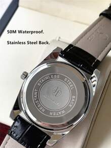 Pablo Raez 1pc Simple Watch Business Fashion Men's Watch Stainless Steel Case Soft Comfortable Microfiber PU Leather Bracelet Chain Silver Color Luxury Metallic Unique Design Date Calendar Display Genuine Strap Top New 50M Waterproof Men's Quartz Watch Sports Clock Ticking Hand Gift For Friends Or Family Suitable For Daily Life/Work/Party Decoration Dress Watch Birthday Gift Graduation Wedding Gift - one-size - View 10