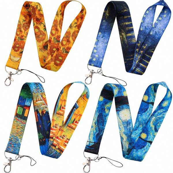 Llavero de estilo casual y elegante, diseño de colgante con la Noche Estrellada de Van Gogh y Girasoles, decoración para accesorios de coche, bolso, mochila, estilo gótico y Y2K
