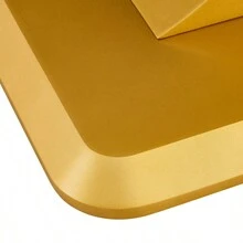 A Modern Minimalist Dining Table. Imitation Marbled Glass Tabletop. Gold MDF Table Legs For Kitchen And Living Room - 黃金如圖 - 查看 15