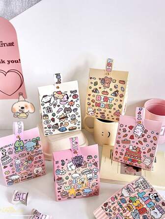 10 st, söt tecknad djurdesign, återanvändbart bröllop, födelsedag, presentpåse för fest