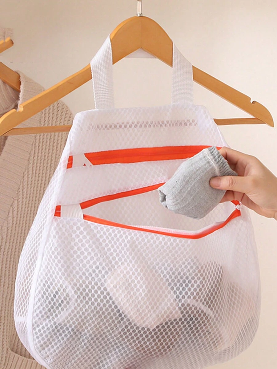 Bolsas de almacenamiento de gran capacidad, bolsa de lavandería de doble capa con cremallera para ropa interior, organizador de armario multifuncional