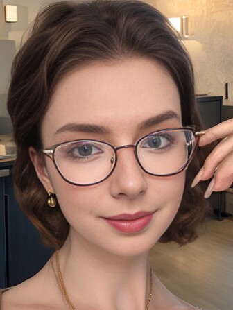 1 件女士猫眼椭圆形小框时尚金属框架眼镜，新年礼物