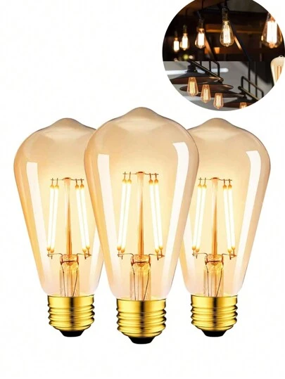 LUCASA LUZCASA 3 Pcs Foco Vintage Bulbo Led Retro Edison Luz Calida 4w