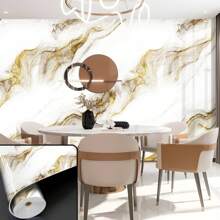 1 Rollo de paneles de pared de mármol 3D gruesos y brillantes, tamaño 60cm*280cm, a prueba de golpes para el hogar, resistentes a altas temperaturas, impermeables, antisuciedad, pegatinas desmontables, adecuados para dormitorio, sala de estar, comedor, baño, entrada, recepción, sala de reuniones, oficina, decoración y renovación de locales comerciales y residenciales, fácil de cortar e instalar
