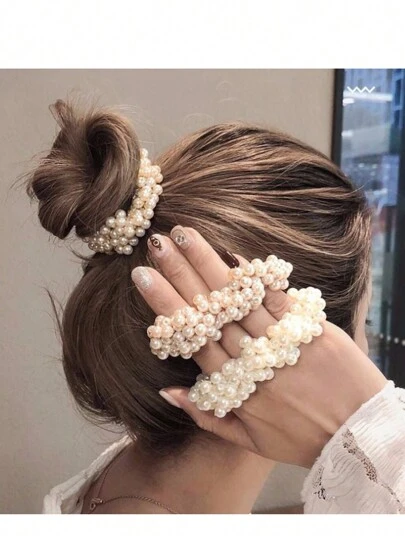 1 件/3 件优雅仿珍珠发带手链两用发带，适合女士，浪漫甜美纯色发饰