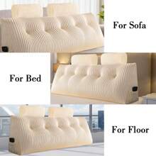 Back Support Pillow Wedge Shape Reading Pillow Backrest Cushion For Bed Sofa, Wedge Headboard Pillow Padded Bed Cushion Reversible Pillow For Bed - Màu be - Xem 6
