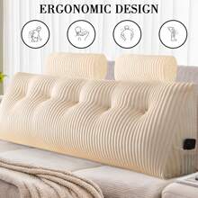 Back Support Pillow Wedge Shape Reading Pillow Backrest Cushion For Bed Sofa, Wedge Headboard Pillow Padded Bed Cushion Reversible Pillow For Bed - Màu be - Xem 7