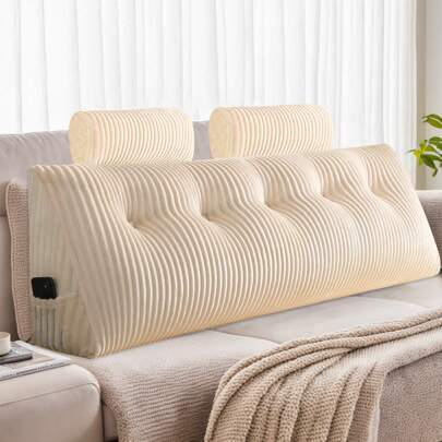 Rückenstützkissen Keilform Lesekissen Rückenlehne Kissen für Bett Sofa, Keil-Kopfteilkissen Gepolstert Bettkissen Wendekissen für Bett