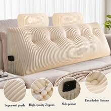 Back Support Pillow Wedge Shape Reading Pillow Backrest Cushion For Bed Sofa, Wedge Headboard Pillow Padded Bed Cushion Reversible Pillow For Bed - Màu be - Xem 4