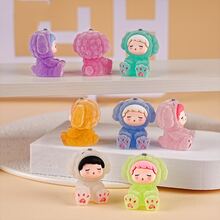 夜光植绒娃娃可爱迷你树脂小雕像桌面装饰，创意微型装饰品，生日、节日、派对的理想礼物 - 彩色 - 查看 5