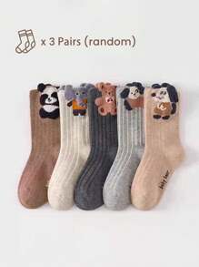 1/3/5 Cặp Vớ Cổ Cao Dày Ấm In Hình Động Vật Hoạt Hình Cho Bé Trai Mùa Thu/Đông, Thiết Kế Đường May Chống Mùi Chống Trượt - Nhiều màu - Xem 10