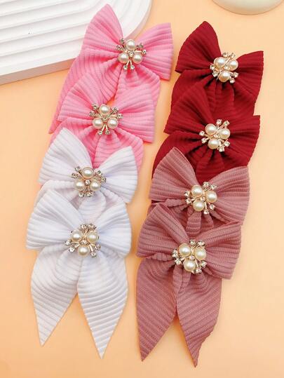4 件套女孩彩色蝴蝶结发夹，时尚发饰，适合学校、表演、日常使用
