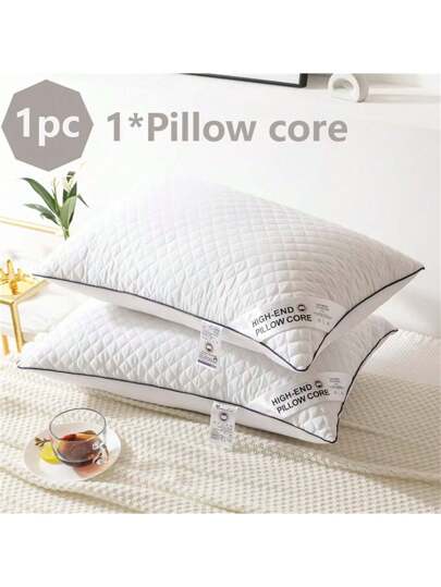 1pc Luxe Star Hotel Quality Pillow, Extremely Zachte Massage Knitted Kussen Core, Relaxes Shoulder Neck Pressure, Faster Sleep, Com Tafel Elastic, Won't De When Compressed, Home, Commute, Business, Leisure, Hypoallergenic Polyester Hoes view 2