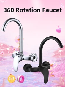 1 قطعة صنبور مطبخ ذو دوران 360 درجة من النحاس المطلي بالكروم للماء البارد والساخن، ذو مقبض واحد (كروم، أسود، قابل للاختيار)، أدوات مطبخ وإكسسوارات - متعدد الألوان - مشاهدة 2