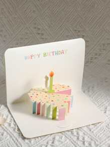 3D Pop Up Minimalist Birthday Greeting Card, Creative Folded Colorful Cake Design, Elegant Gifts - Multicolor - View 5