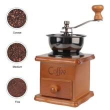 Manual Coffee Bean Grinder Retro Style Utensils Stainless Steel Handle With Ceramic Millston Spice Burr Mill Coffee Wooden Back To School
