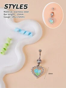 Morlyda 1 件 Fairycore 蝴蝶肚脐环 童话屋 蝴蝶结 水钻装饰 肚脐环 心形肚脐环 肚脐首饰 耳钉 肚脐穿孔 花朵肚脐环 肚脐穿孔条 - 彩色 - 查看 13