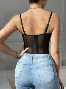 EZNV Wanita Korset Camis - Hitam - View 4