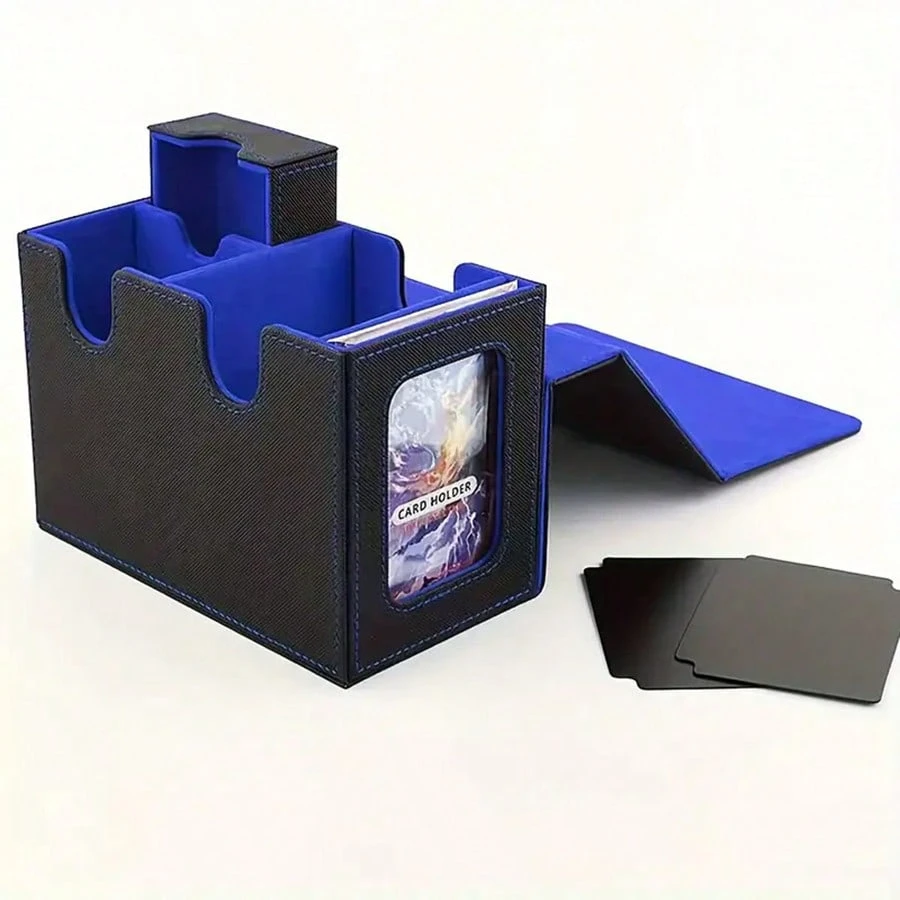 MTG Deck Box With Commander Window, Leather Deck Box Holds Up To 100
