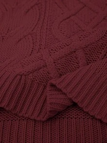Plus Size Plus Size Casual Crew Neck Long Sleeve Knitted Pullover Sweater - Burgundy - View 6