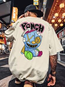 Shirt Oversized Streetwear Printed T-Shirt Bear Angel Anime REF 7009 VEST NERD - Màu Khaki - Xem 5