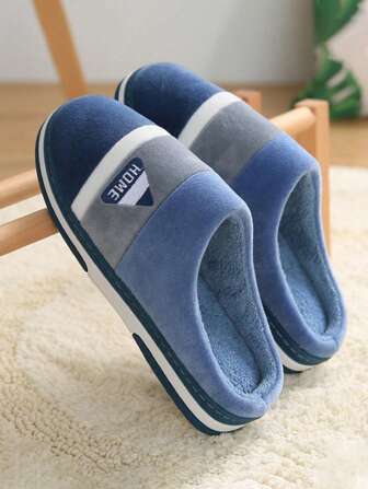 PU 皮革拖鞋，厚底防水保暖室内家居鞋，男女款，情侣毛绒衬里拖鞋，适合秋冬季，毛茸茸的鞋子