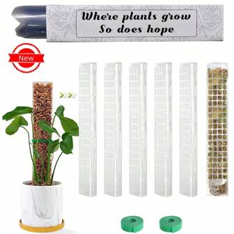 2/4/6Pcs 15in Climbing Plant Water Moss Column Indoor Moss Pole Plants Plastic Pole For Sphagnum Support Potted Plants Sticks Creeper