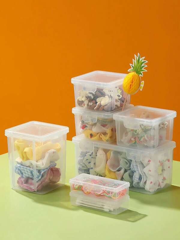 1 pieza Caja de almacenamiento de accesorios para el cabello de escritorio, clips para el cabello, diademas, cordones para el cabello, almacenamiento de bandas elásticas, caja de almacenamiento para tocador, caja de almacenamiento de especificaciones múltiples, caja de almacenamiento para clips de cabello, caja de almacenamiento de material de PP transparente, caja de almacenamiento con cajones, caja de almacenamiento multifuncional, almacenamiento de baño, almacenamiento de dormitorio, almacenamiento de dormitorio