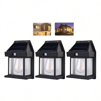 Kit 3 Arandelas Abajur Solar Luminária Parede Externa Lâmpada Prova D'água