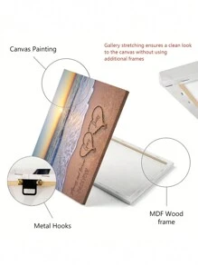 1pc Framed Creative Love Theme Canvas Print Poster, Custom Name Seascape Print, Personalized Name Canvas Wall Art, Artwork Wall Painting For Bathroom, Bedroom, Office, Living Room, Wall Decor, Home Decoration Gifts Birthday Graduation