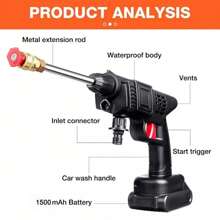 Portable Cordless Washer Handheld Car High Pressure Electric Water Wash Cleaner Tools - 查看 6