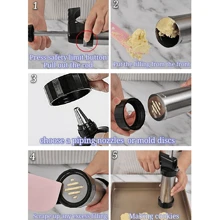 cgelaero 3-In-1 Cookie Stamp Set, Includes 13 Stamp Discs And 8 Icing Tips, Premium Baking Tools For Cookie Stamping And Cake Decorating, With Piping Bag And Cleaning Brush, Christmas Baking Gift (For Women) - Multicolor - View 7