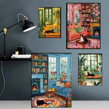 1pc Wall Arts Posters Optional Frame Animals In Bedroom Living Room Landscape Painting, Wall Decoration Home Decoration Canvas Art, Frameless ,Wall Art With Frame