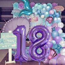 1pc Purple 40-Inch Digit Number Aluminum Foil Balloon For Birthday Party Decoration, Indoor/Outdoor Anniversary Celebration, Graduation Season And Wedding Celebration, Back To School Valentine Day