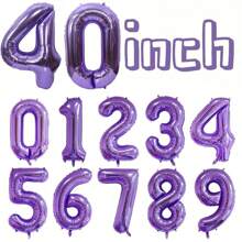 1pc Purple 40-Inch Digit Number Aluminum Foil Balloon For Birthday Party Decoration, Indoor/Outdoor Anniversary Celebration, Graduation Season And Wedding Celebration, Back To School Valentine Day
