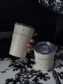 1 szt. 800 ml dwuwarstwowa butelka próżniowa ze stali nierdzewnej z wzorem w paski gwiazdy, odpowiednia do biura, restauracji, na zewnątrz i na okazje takie jak Boże Narodzenie, Walentynki, Dzień Matki