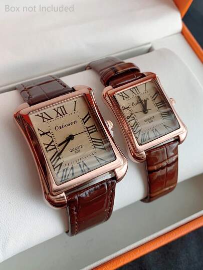 1 pieza Reloj de pareja con esfera de números romanos, combinación de esfera grande/pequeña, movimiento de cuarzo, adecuado para regalos en San Valentín, Navidad, Año Nuevo y para uso diario