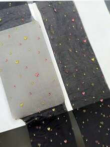 1 Pair Camouflage Heart & Polka Dot Patterned Sheer Stockings, & Sweet Jacquard Tights For Women