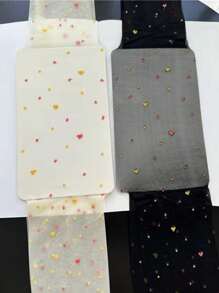 1 Pair Camouflage Heart & Polka Dot Patterned Sheer Stockings, & Sweet Jacquard Tights For Women