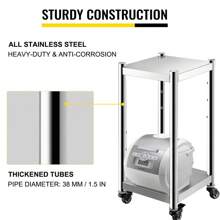 VEVOR 14" X 14" Rice Warmer Stand Cart Stainless Steel With Wheels & Two Brakes