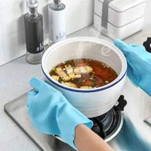 1 paar afwashandschoenen Magic siliconen rubberen afwashandschoenen voor huishoudelijk gebruik spons scrubber keuken schoonmaakgereedschap