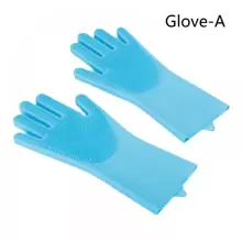 1 paar afwashandschoenen Magic siliconen rubberen afwashandschoenen voor huishoudelijk gebruik spons scrubber keuken schoonmaakgereedschap