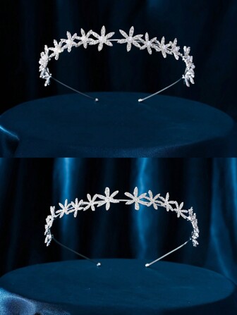 1 件优雅新娘头带，适合女士，水钻和珍珠设计，锌合金头饰，适合婚礼派对