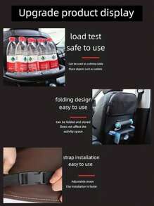 1 件 PU 皮革悬挂优质汽车座椅靠背收纳袋旅行配件踢脚垫后座保护垫和杯架支架通用座椅套，超大容量汽车收纳袋 SUV，多功能节省空间专家，3 种型号可供选择（标准型、托盘、垃圾桶） - 彩色 - 查看 4