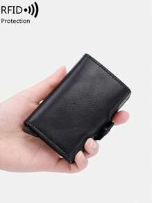 MIYIN 男士信用卡夾，RFID 防盜彈出式錢包，雙卡槽信用卡錢包，RFID 防盜彈出式卡夾，輕便便攜卡夾，身分證卡夾，白領男士節日、週年、生日禮物配件，防盜卡夾，錢包，名片夾，信用卡夾，男士迷你錢包，卡夾 - 黑色 - 查看 6