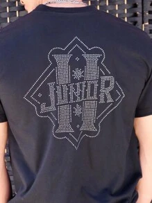 Playera con aplican de pedrería Junior H - Negro - Ver 1